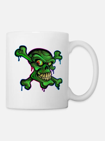 Piraten Totenschädel Cartoon Graffiti - Tasse - Weiß