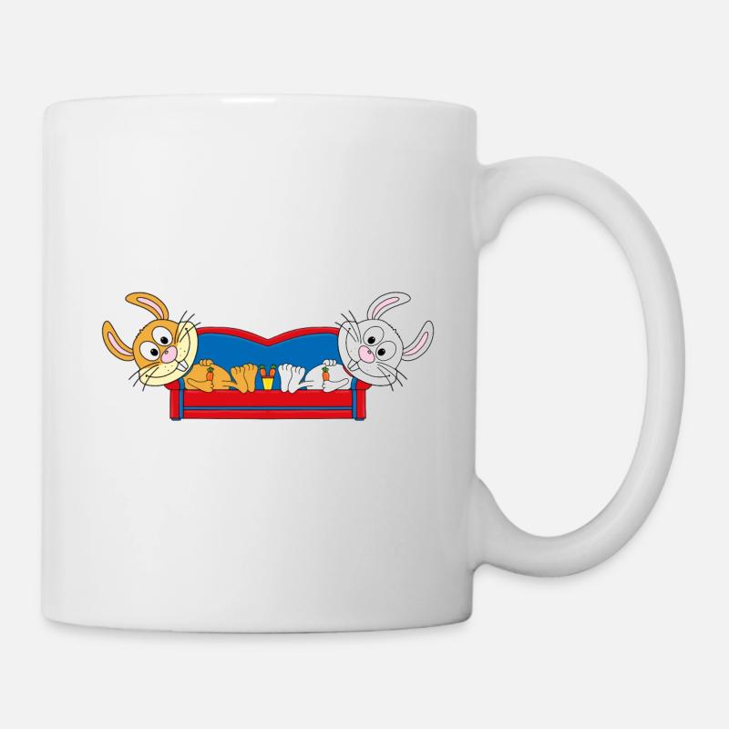 HASEN - SOFA - CHILLEN - RELAXEN - TIER - BABY - Tasse - Weiß