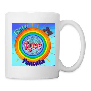 Love Peace Joy Pancake und Regenbogen - Tasse - Weiß - Rechts