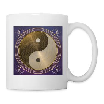 Dragon doré Yin Yang fleur de l’énergie solaire vivante Un - Mug blanc - blanc - Droite