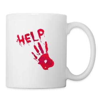 HILFE Hand in Blut Spezial Halloween - Tasse - Weiß - Rechts