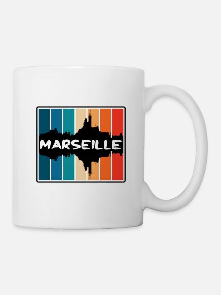 Marseille France Skyline Silhouette Voyage Souveni - Mug blanc - blanc