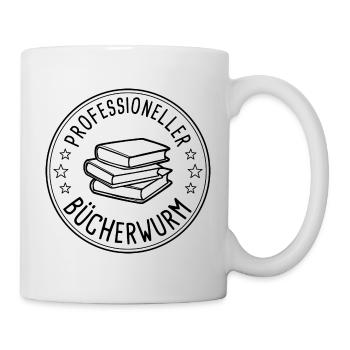 Professioneller Bücherwurm Abzeichen Auszeichnung - Tasse - Weiß - Rechts