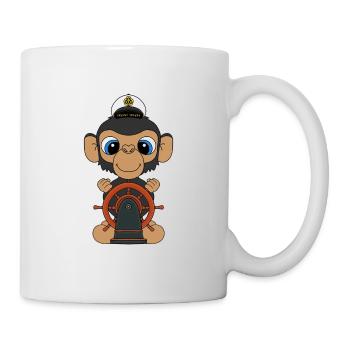AFFE - KAPITÄN - BOOT - SCHIFF - SEEMANN - Tasse - Weiß - Rechts