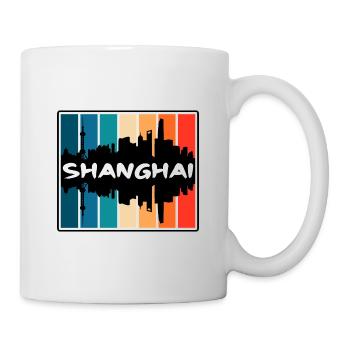 Shanghai China Skyline Silhouette Reisesouvenir - Tasse - Weiß - Rechts