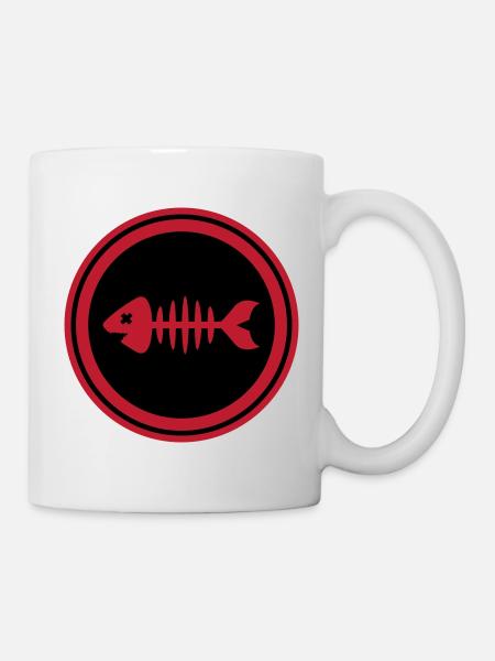 Fisch Symbol Knochen Gräte - Tasse - Weiß