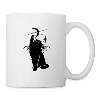 Schwarze Katze im Weltraum - Tasse - Weiß - Rechts