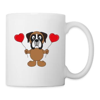 HUND - BOXER - LUFTBALLONS - LIEBE - LOVE - Tasse - Weiß - Rechts