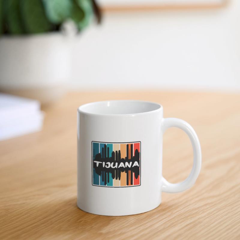 Tijuana Mexique Skyline Silhouette Souvenir de voyage Mug blanc