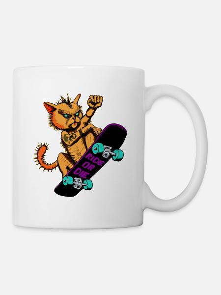 Ride or die - Skate Cat - Mug - white
