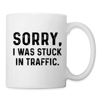 Désolé, j’étais coincé dans la circulation - Mug blanc - blanc - Droite