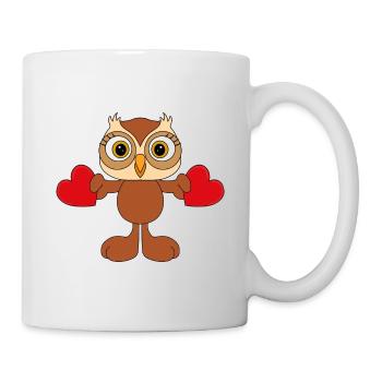 EULE - LIEBE - LOVE - HERZEN - TIER - VOGEL - Tasse - Weiß - Rechts