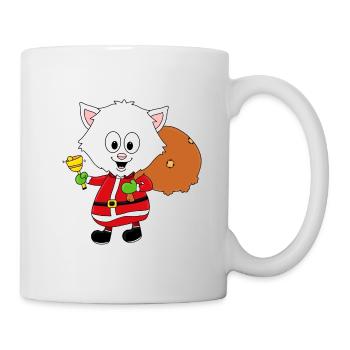KATZE - WEIHNACHTEN - WEIHNACHTSMANN - GESCHENKE - Tasse - Weiß - Rechts