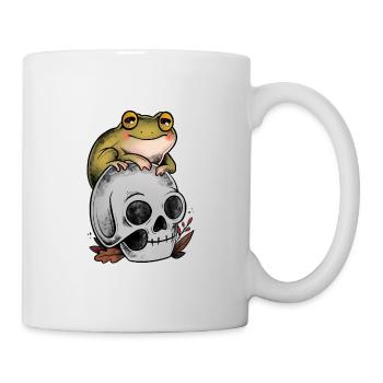 Frog on old-school art skull - Mug - white - Right