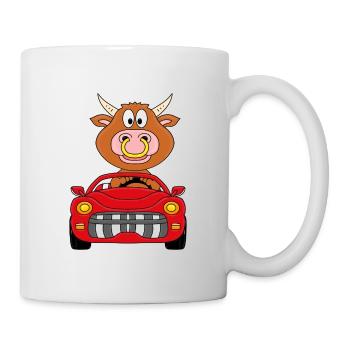BULLE - RIND - STIER - KUH - AUTO - TIER - Tasse - Weiß - Rechts
