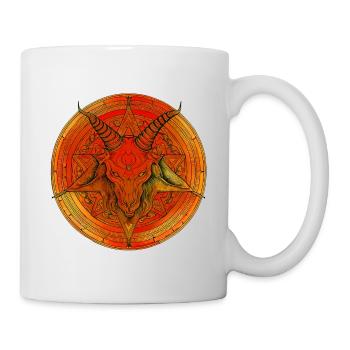 Pentagramm von einem Kopf aus Baphomet überragt - Tasse - Weiß - Rechts
