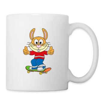 HASE - KANINCHEN - SKATER - SKATEBOARD - SPORT - Tasse - Weiß - Rechts