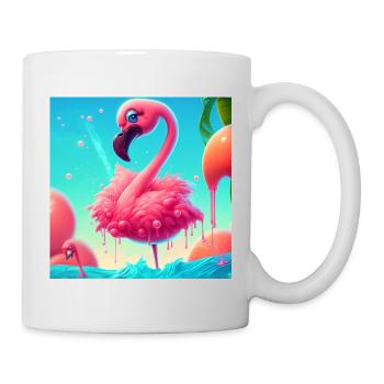 Flamingo Cartoon - Tasse - Weiß - Rechts