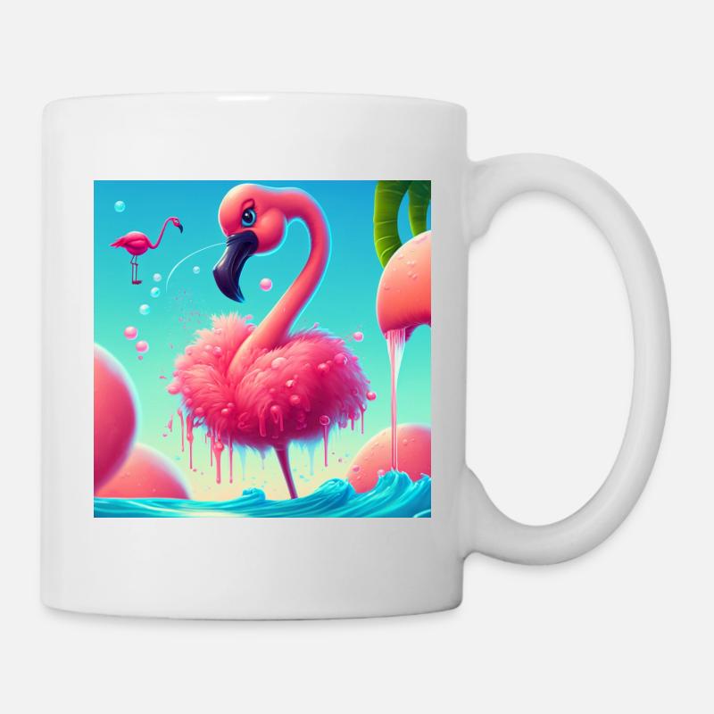 Drôle de dessin animé Flamingo - Mug blanc - blanc