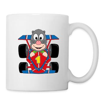 MAULWURF - RENNAUTO - AUTO - RENNFAHRER - TIER - Tasse - Weiß - Rechts