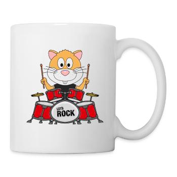 HAMSTER - SCHLAGZEUGER - TROMMELN - TIER - Tasse - Weiß - Rechts