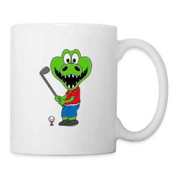 KROKODIL - GOLF - GOLFER - SPORT - TIER - Tasse - Weiß - Rechts