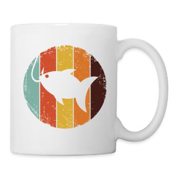 Fishing Plus Vintage Design - Fisch am Haken - Tasse - Weiß - Rechts