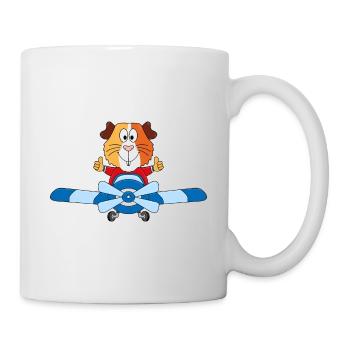 MEERSCHWEINCHEN - FLUGZEUG - PILOT - FLIEGEN - Tasse - Weiß - Rechts