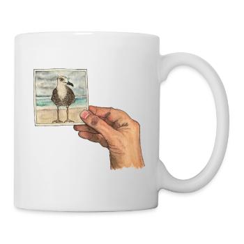 Hand with photo of a seagull - Mug - white - Right