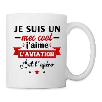 Mec cool aviation, idée cadeau pilote, aviateur - Mug blanc - blanc - Droite