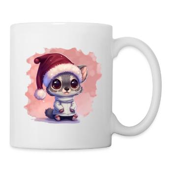 Chat de Noël, mignon et mignon avec une casquette - Mug blanc - blanc - Droite