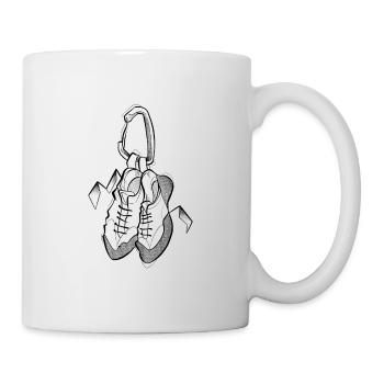 Mousqueton et chaussons d'escalade dotwork sketch - Mug blanc - blanc - Droite
