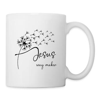 Jesus, way maker has a chic dandelion graphic desi - Mug - white - Right