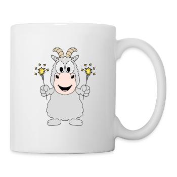 ZIEGE - WUNDERKERZEN - NEUJAHR - SILVESTER - Tasse - Weiß - Rechts