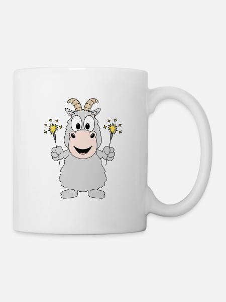 ZIEGE - WUNDERKERZEN - NEUJAHR - SILVESTER - Tasse - Weiß
