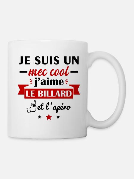 Mec cool billard, idée cadeau billardiste - Mug blanc - blanc