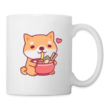 Cute Shiba Inu Dog Loves Japanese Ramen Noodles - Mug - white - Right