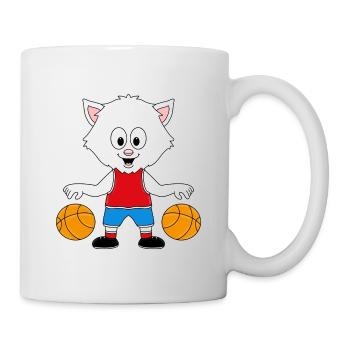 KATZE - BASKETBALL - SPORT - TIER - TIERISCH - Tasse - Weiß - Rechts