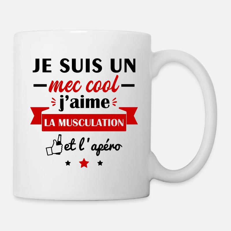 Mec cool musculation, idée cadeau muscu - Mug blanc - blanc