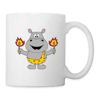 NILPFERD - FEUER - STEINZEIT - TIER - TIERISCH - Tasse - Weiß - Rechts