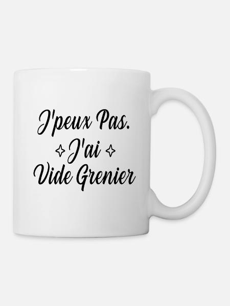 Je peux pas j'ai vide grenier humour drôle - Mug blanc - blanc