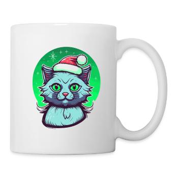 Stunning kitten wearing Santa Claus hat - Mug - white - Right