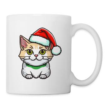 Superbe chat portant un chapeau de Père Noël - Mug blanc - blanc - Droite