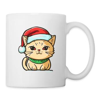 Beautiful kitten wearing Santa hat - Mug - white - Right
