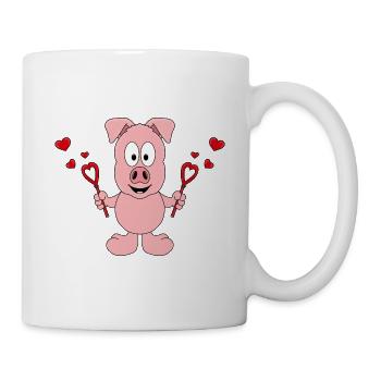 SCHWEIN - SEIFENBLASEN - LIEBE - TIERISCH - Tasse - Weiß - Rechts