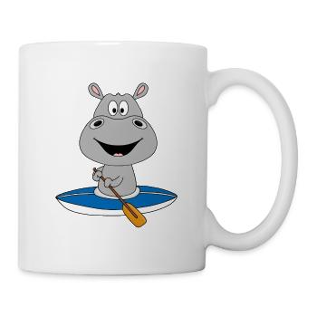 KAJAK - KANU - WASSERSPORT - NILPFERD - TIER - Tasse - Weiß - Rechts