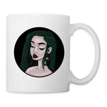 Frau mit grünen Haaren - Tasse - Weiß - Rechts