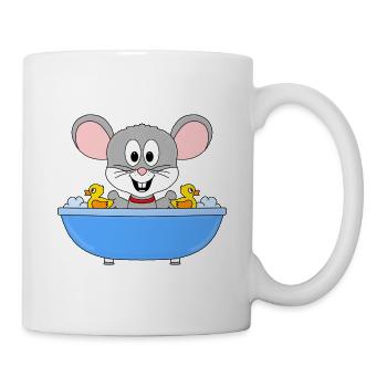 MAUS - BADEWANNE - TIER - TIERISCH - Tasse - Weiß - Rechts