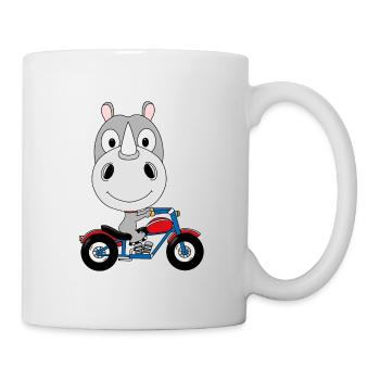 MOTORRAD - BIKER - NASHORN - TIER - TIERISCH - Tasse - Weiß - Rechts