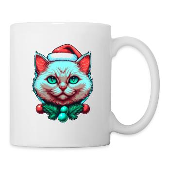 Lovely kitten wearing Santa Claus hat - Mug - white - Right